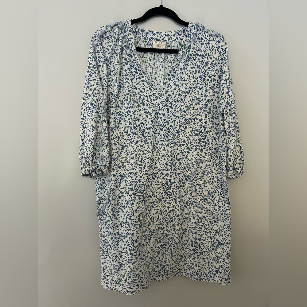 Mirth White Blue Spotted Printed Mini Dress